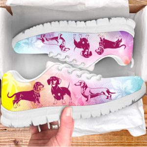 dachshund dog lover shoes flower white sneakers walking running lightweight casual shoes for pet lover 2.jpeg