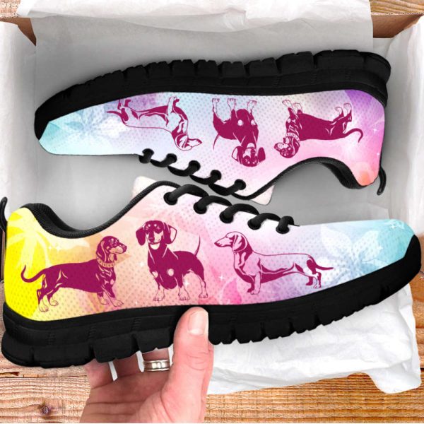 Dachshund Dog Lover Shoes Flower White Sneakers Walking Running Lightweight Casual Shoes For Pet Lover