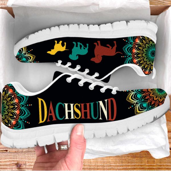 Dachshund Dog Lover Shoes Geometric Mandala Art Sneakers, Gift For Pet Lover