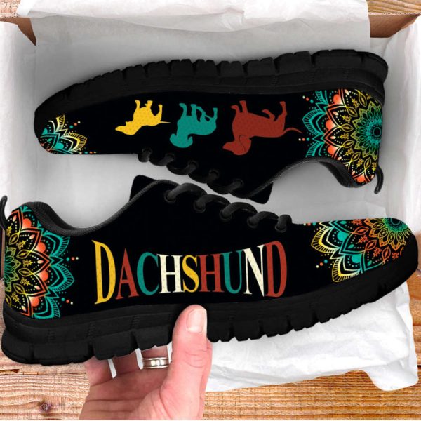 Dachshund Dog Lover Shoes Geometric Mandala Art Sneakers, Gift For Pet Lover