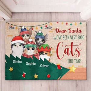 Dear Santa Cat Christmas Personalized Doormat,…