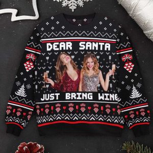 dear santa just bring wine sisters personalized photo ugly sweater for men and women 1.jpeg