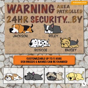 Dog Doormat, Warning Patrolled 24HR Security…