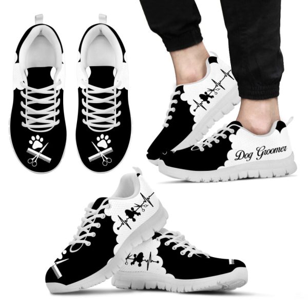 Dog Groomer Shoes Cloudy Black White Sneakers Walking Running Lightweight Casual Shoes For Pet Lover