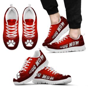 Dog Mom Shoes Lighting Red Background…