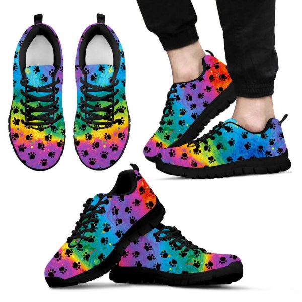 Dog Paw Pattern Print Shoes Colorful Sneakers Walking Running Lightweight Casual Shoes For Pet Lover