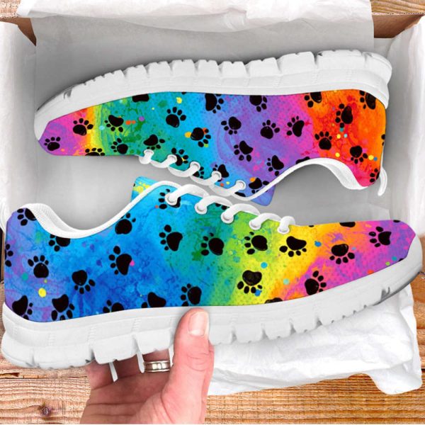 Dog Paw Pattern Print Shoes Colorful Sneakers Walking Running Lightweight Casual Shoes For Pet Lover