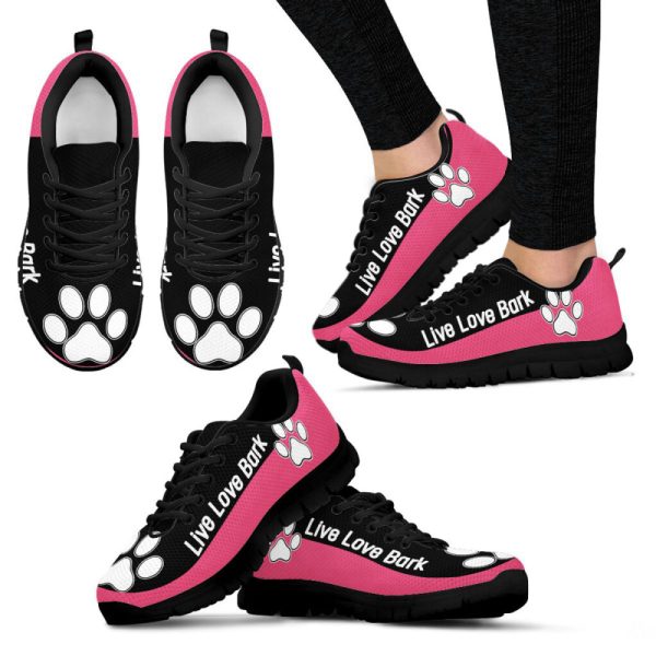 Dog Paw Print Shoes Live Love Bark Sneakers Walking Running Lightweight Casual Shoes For Pet Lover