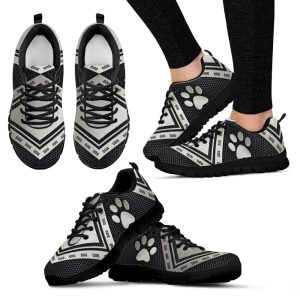 dog paw print shoes silver rhombus sneakers walking running lightweight casual shoes for pet lover 1.jpeg