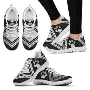 dog paw print shoes silver rhombus sneakers walking running lightweight casual shoes for pet lover.jpeg