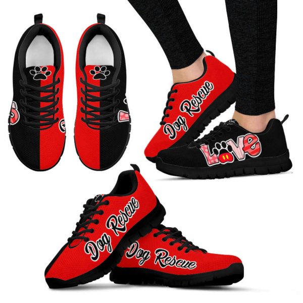 Dog Rescue Shoes Love Black Red Sneakers Walking Running Lightweight Casual Shoes For Pet Lover