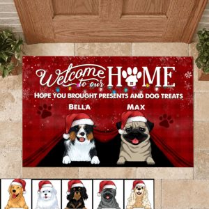 Dog Welcome Christmas Personalized Doormat, Xmas…