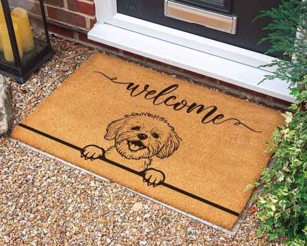 Dog Welcome Mat, Custom Doormat, Unique Doormat, Personalized Coir Doormat, Dog Lover Gift
