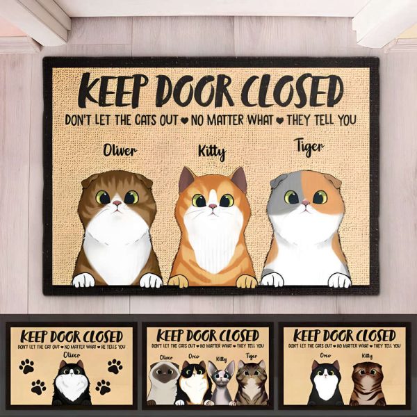 Don’t Let The Cats Out – Funny Personalized Cat Decorative Doormat For Cat Lovers