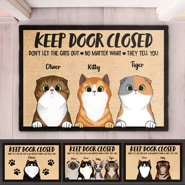 Don’t Let The Cats Out – Funny Personalized Cat Decorative Doormat For Decor