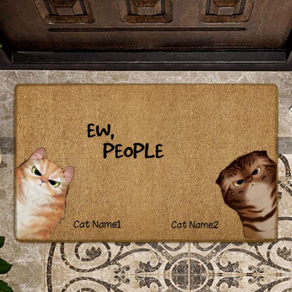 Ew People Personalized Funny Cat Welcome Doormat, Cat Entrance Mat, Gift For Cat Lovers