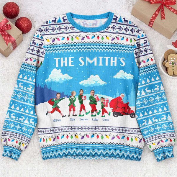Family Elf Funny Christmas Custom Face, Personalized Photo Ugly Sweater, For Men And Women