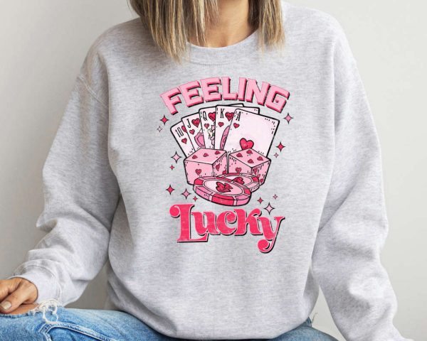 Feeling Lucky Valentine Sweatshirt, Retro Valentines Sweatshirt, Gift For Lover