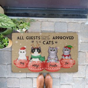 festive doormat christmas doormat welcome doormat cup of cheer personalized doormat gift for cat lovers pet lovers 1.jpeg