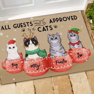 festive doormat christmas doormat welcome doormat cup of cheer personalized doormat gift for cat lovers pet lovers.jpeg