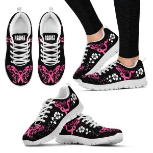 Fight Breast Cancer Shoes Flower Sneaker…