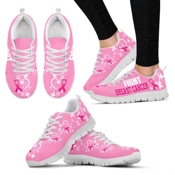 Fight Breast Cancer Shoes Pink Sneaker Walking Shoes, Best Gift For Men And Women