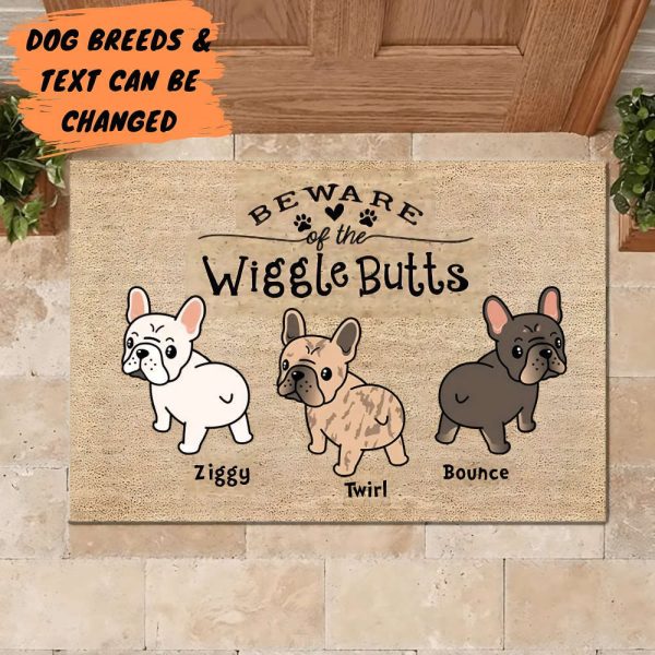 Frenchie Wiggle Butt Club Dog Personalized Doormat, Gift For Dog Lovers