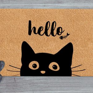 Funny Cat Mat, Hello Cat Doormat,…