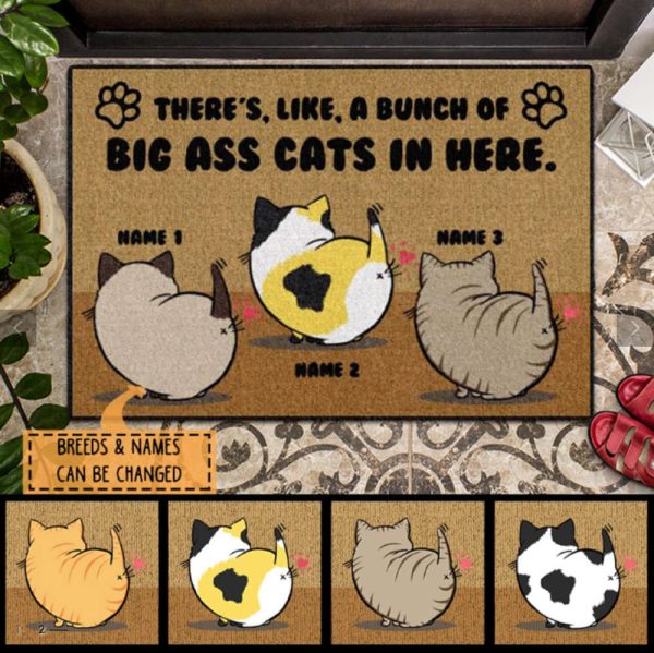There’s Like A Bunch Of Big Ass Cats In Here Doormat, Custom Cat Doormat For Cat Lovers
