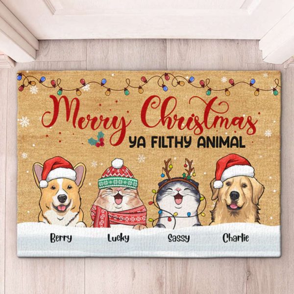 Funny Pet Christmas Personalized Doormat,  Xmas Welcome Mat, Gift For Christmas