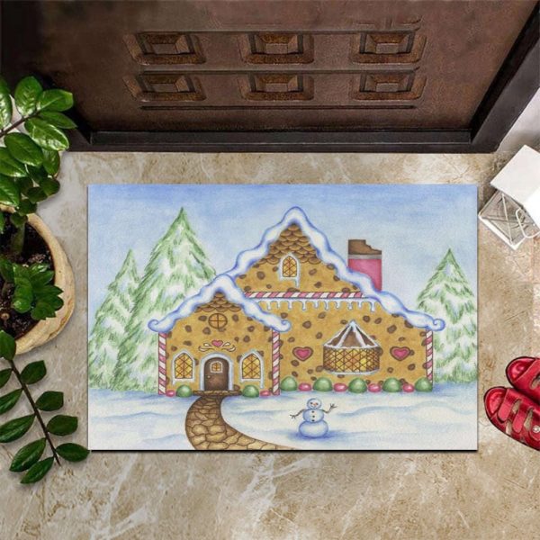 Gingerbread House Doormat Christmas Welcome Mats Home Decoration Gift