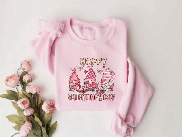 Gnome Sweatshirt, Happy Valentine Sweatshirt, Love Sweater, Gift For Valentine’s Day