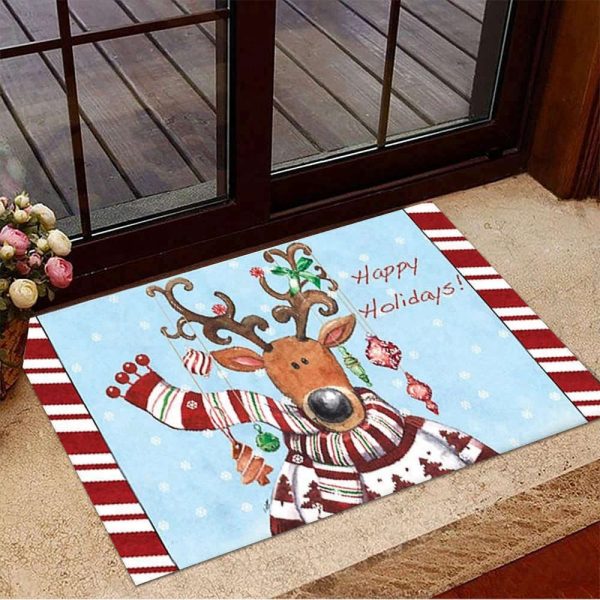 Happy Holidays Christmas Doormat Winter Xmas Christmas Mats Gift For Decoration