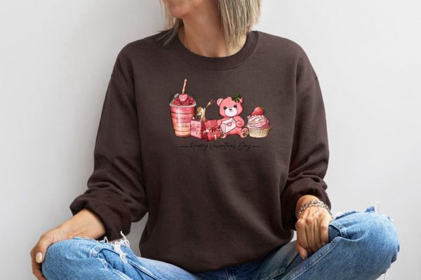 Happy Valentine’s Day Sweatshirt, Coffee Sweatshirt, Retro Sweatshirt, Gift For Valentine