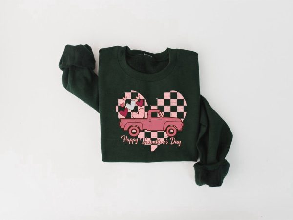 Happy Valentines Day Sweatshirt, Truck Valentine Sweater, Gift For Women