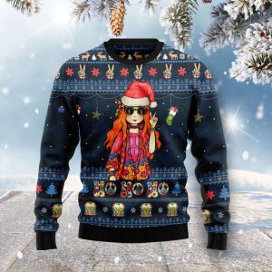 Hippie Girl Ugly Christmas Sweater, Christmas…