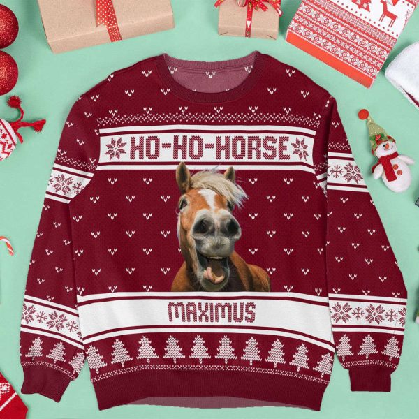 Ho-Ho-Horse, Personalized Ugly Sweater, For Men And Women