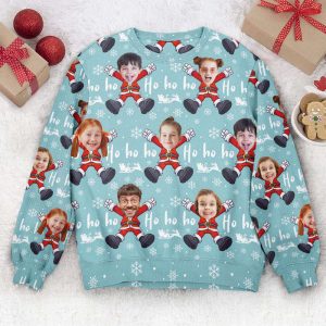 hohoho custom face christmas family santa claus personalized photo ugly sweater for men women.jpeg