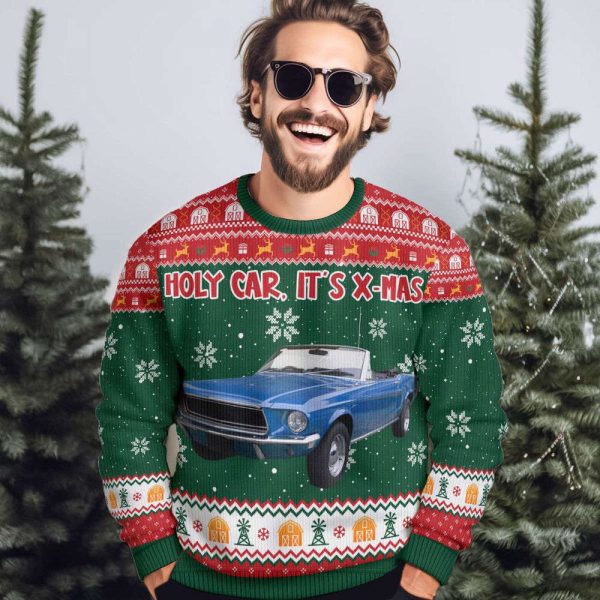 Holy Car, It’S X-Mas, Personalized Photo Ugly Sweater, For Men And Women