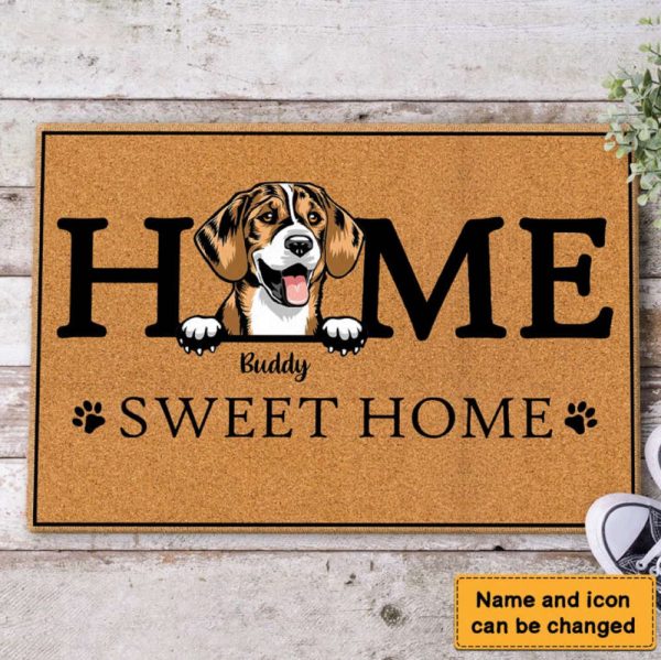 Home Sweet Home Dog Personalized Doormat, Dog Entrance Mat, Gift For Pet Lovers