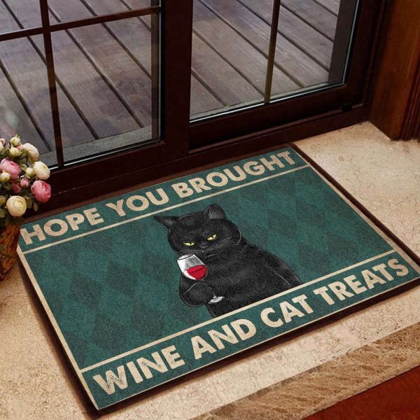 Hope You Brought Wine And Cat Treat All Over Printing Doormat, Gift For Cat Lovers