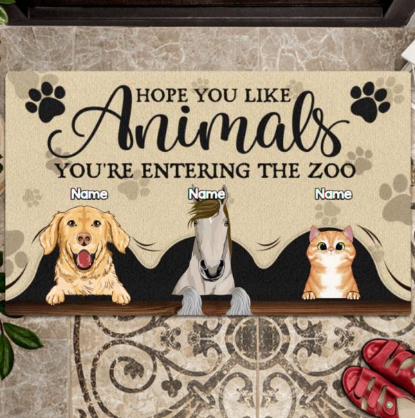 Hope You Like Animals You’re Entering The Zoo Dog Personalized Doormat For Pet Lovers