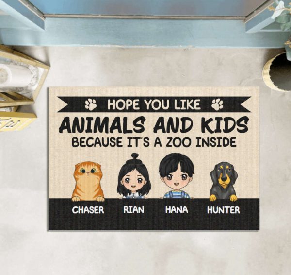 Hope You Like Animasl and Kids Personalized Pet Doormat, For Pet Owner Gifts