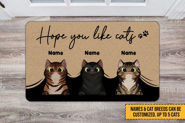 Hope You Like Cat Outdoor Rug Personalized Pet Doormat For Cat Lovers
