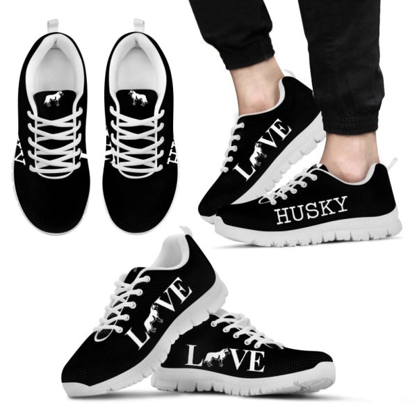 Husky Dog Lover Shoes Love Black Sneakers Walking Running Lightweight Casual Shoes For Pet Lover