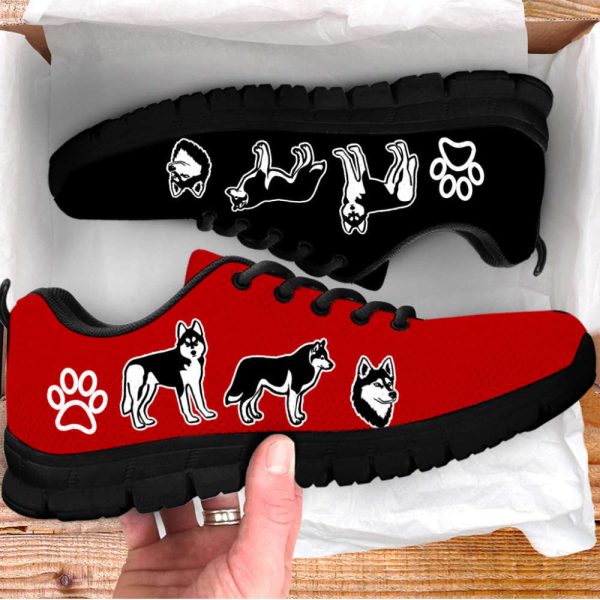 Husky Dog Lover Shoes Yin Yang Color Sneakers Walking Running Lightweight Casual Shoes For Pet Lover