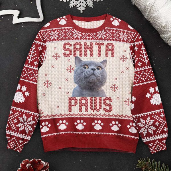 I Believe In Santa Paws, Personalized Photo Ugly Sweater, For Men And Women