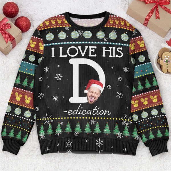 I Love Her P I Love His D, Personalized Ugly Sweater, For Men And Women