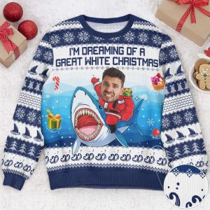 i m dreaming of a great white christmas funny face personalized photo ugly sweater for men and women.jpeg