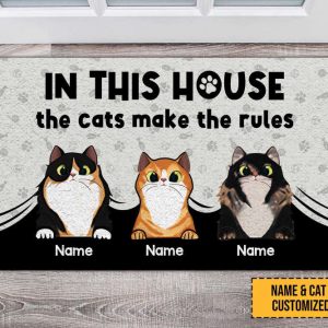in this house the cats make the rules cat outdoor rug personalized pet doormat custom cat doormat funny rug for cat lovers gift welcome mat 1.jpeg